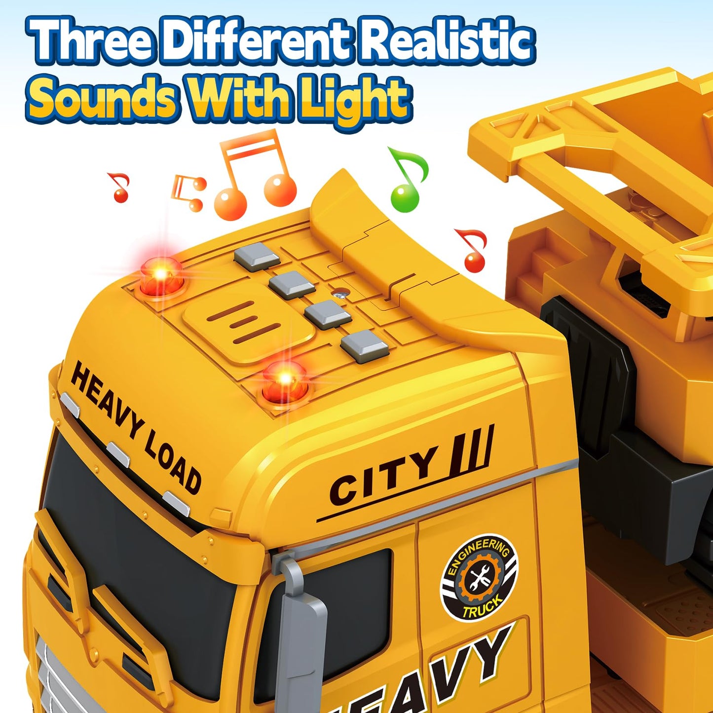 Toddler Boy Toys for 3 4 5 6 7 Years Kids, 25'' Semi Construction Carrier Truck Toy with Excavator and Dump Truck, Friction Powe