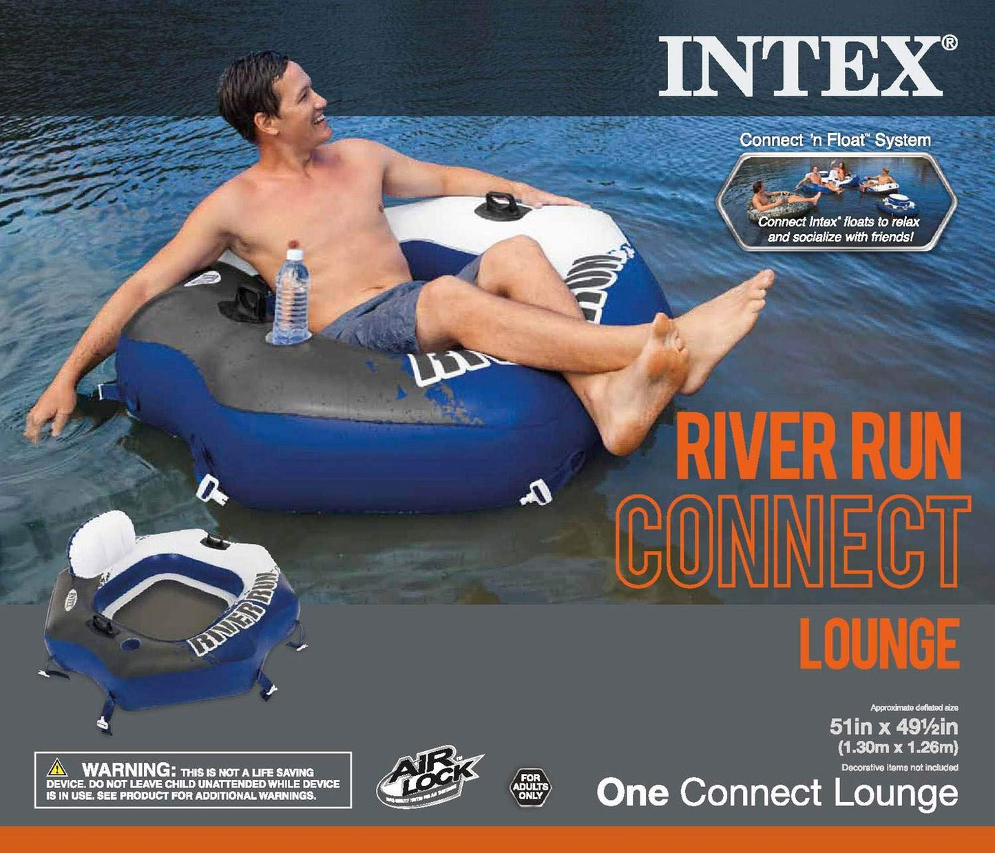 Intex River Run Connect Lounge Inflatable Floating Water Tube 58854Ep (12 Pack)