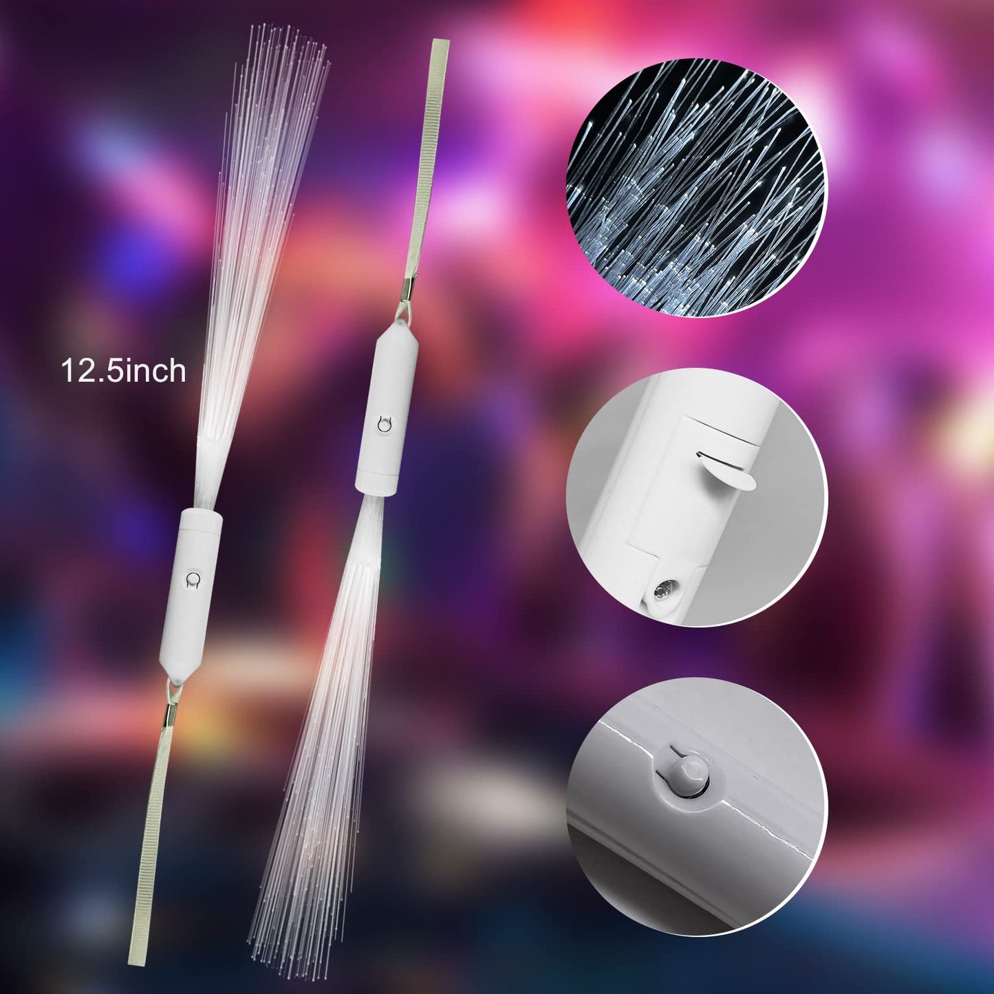 M.Best 15Pcs Glow Sticks Led Light Up Wedding Wands, 3 Flashing Modes Glow In The Dark White Fiber Optic Wands Party Favors Supplies For Kids Birthday Wedding