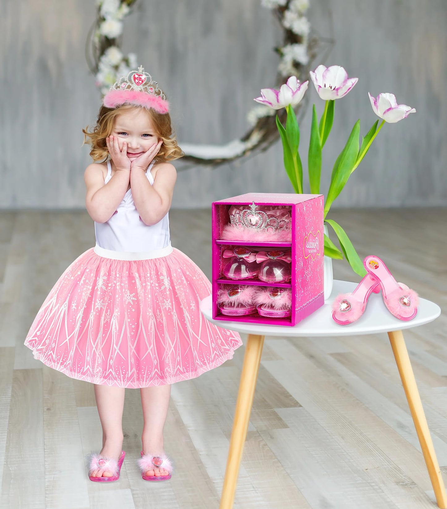 Jeowoqao Dress Up Shoes Princess Dresses For Girls, Little Girls Princess Dress Up Clothes Set 1Pc Tutu Skirt With 3Ps Skirt Vei
