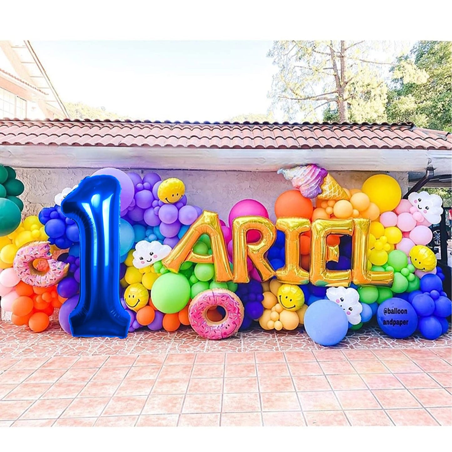 40 Inch Big Blue 1 Balloon Number 1 Large Foil Helium Number Balloons 0-9 Jumbo Giant Happy 1St Birthday Party Decorations For B