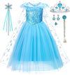 Itvti Little Girl Princess Dress Halloween Carnival Cosplay Costume With Accessories Blue, 5-6 Years (Tag 130)
