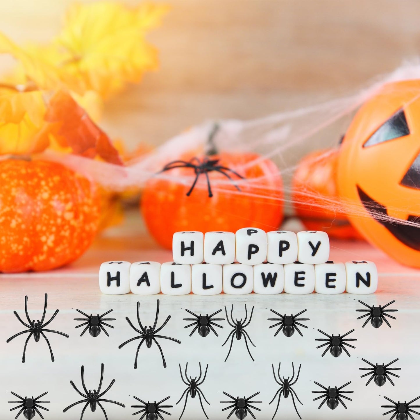 Kijamilee 120Pcs Plastic Realistic Spiders Halloween Decorations, 3 Sizes Small Spider Toys, Black Spider For Halloween Party De