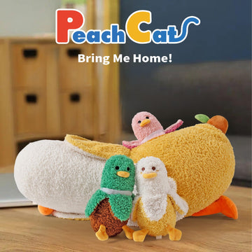PEACH CAT Banana Duck Plush Set - 19.7 Mommy Duck with 3 Cute Babies, 4-Piece Stuffed Animal Toy Gift for Kids, Family Fun