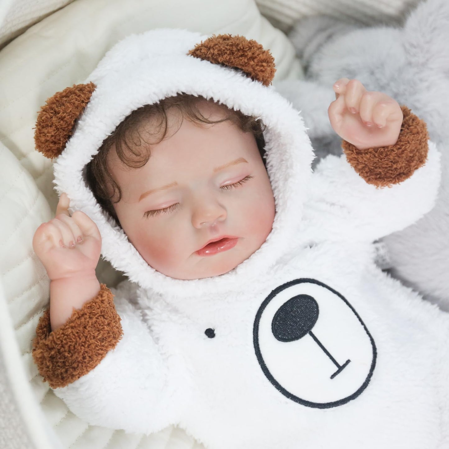Ksbd Realistic Reborn Baby Doll - 20 Inch Lifelike Reborn Baby Boy With Rooted Hair In Bear Onesie, Handmade Gift For Kids And C