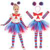 Kitimi Tulle Tutu Skirt Set for Girls Carnival Cosplay, 3 Layered Tulle Tutu Skirt, Headband, Striped High Socks and Gloves