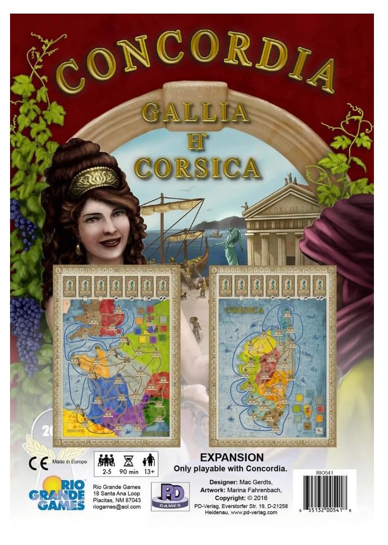 Rio Grande Games Concordia: Gallia & Corsica Board Game, Medium, Multicolor, Plastic, Model RIO541