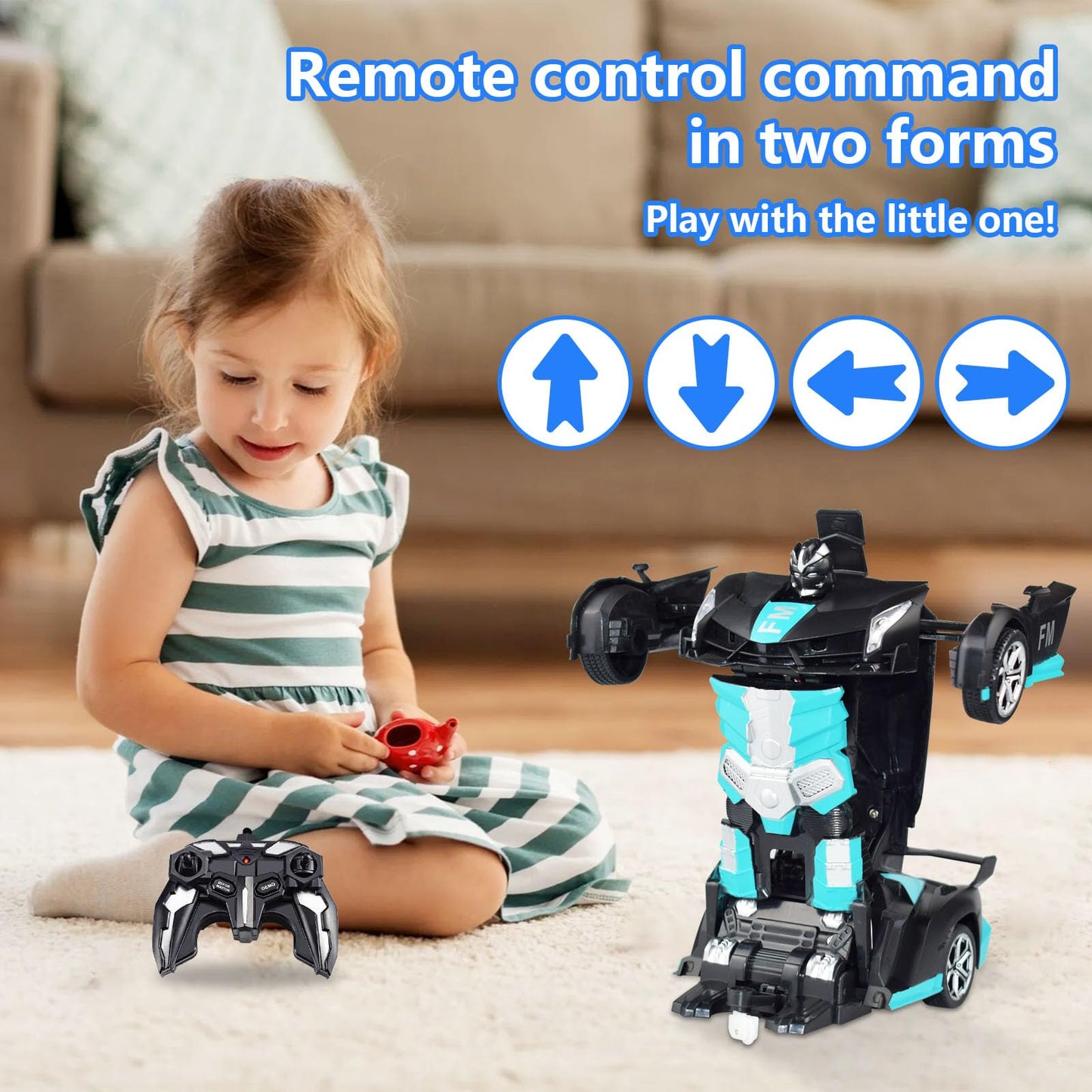 Remote Control Car Deformation Car, 1:18 Scale One Button Deformation to Robot, 2.4Ghz Remote Control 360 Rotation and One-Butto