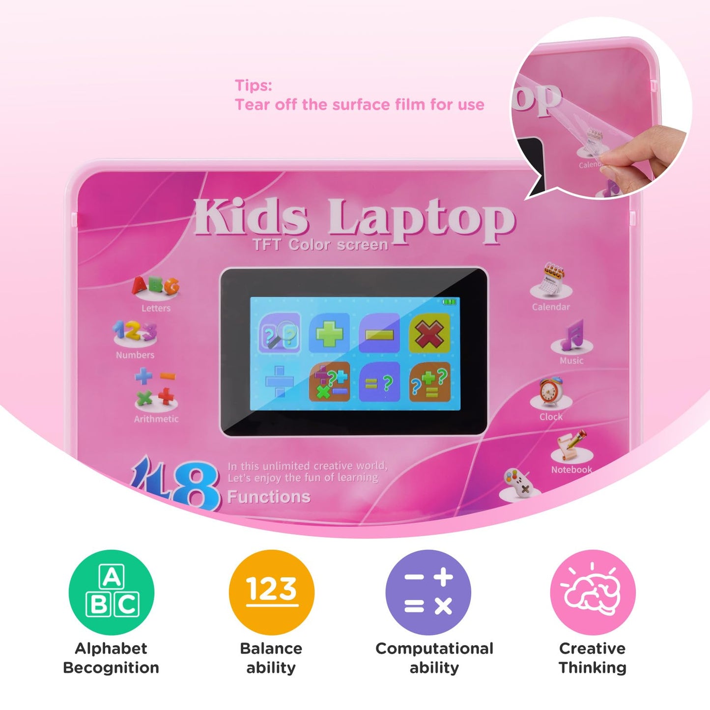 Kids Laptop, Educational Color Screen Laptop With 48 Learning Modes, Laptop For Kids Ages 5+