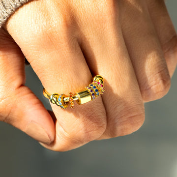 Storyjewellery Fidget Rings For Women, Anxiety Ring For Women, Gold Plated Spinner Ring Anxiety Spinning Stress Relieving Ring F