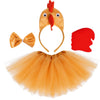 Jmkcoz Chicken 3D Animal Costume 3D Chick Headband Bowtie Tail Tutu Set For Halloween Christmas Cosplay Party (Khaki)