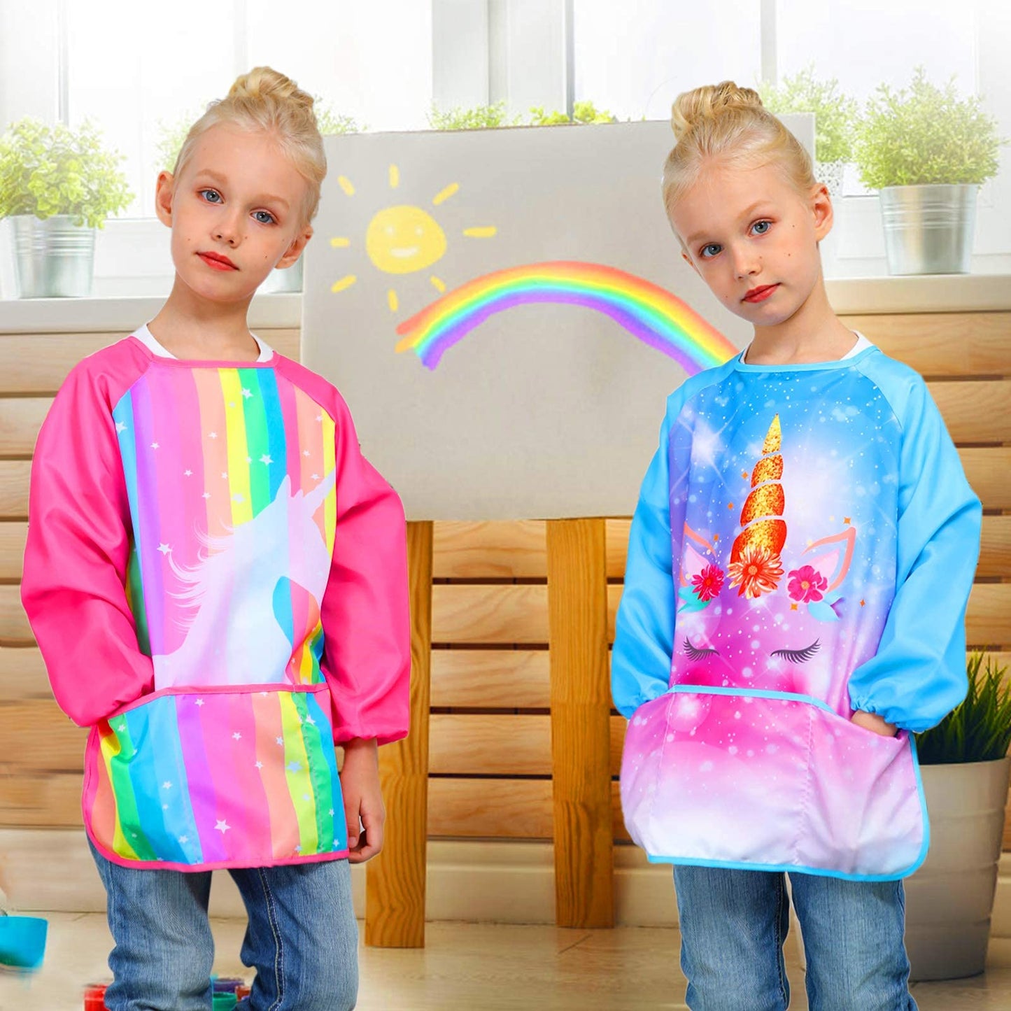 Sylfairy Art Smock For Kids Waterproof Artist Painting Smocks Toddler Painting Apron