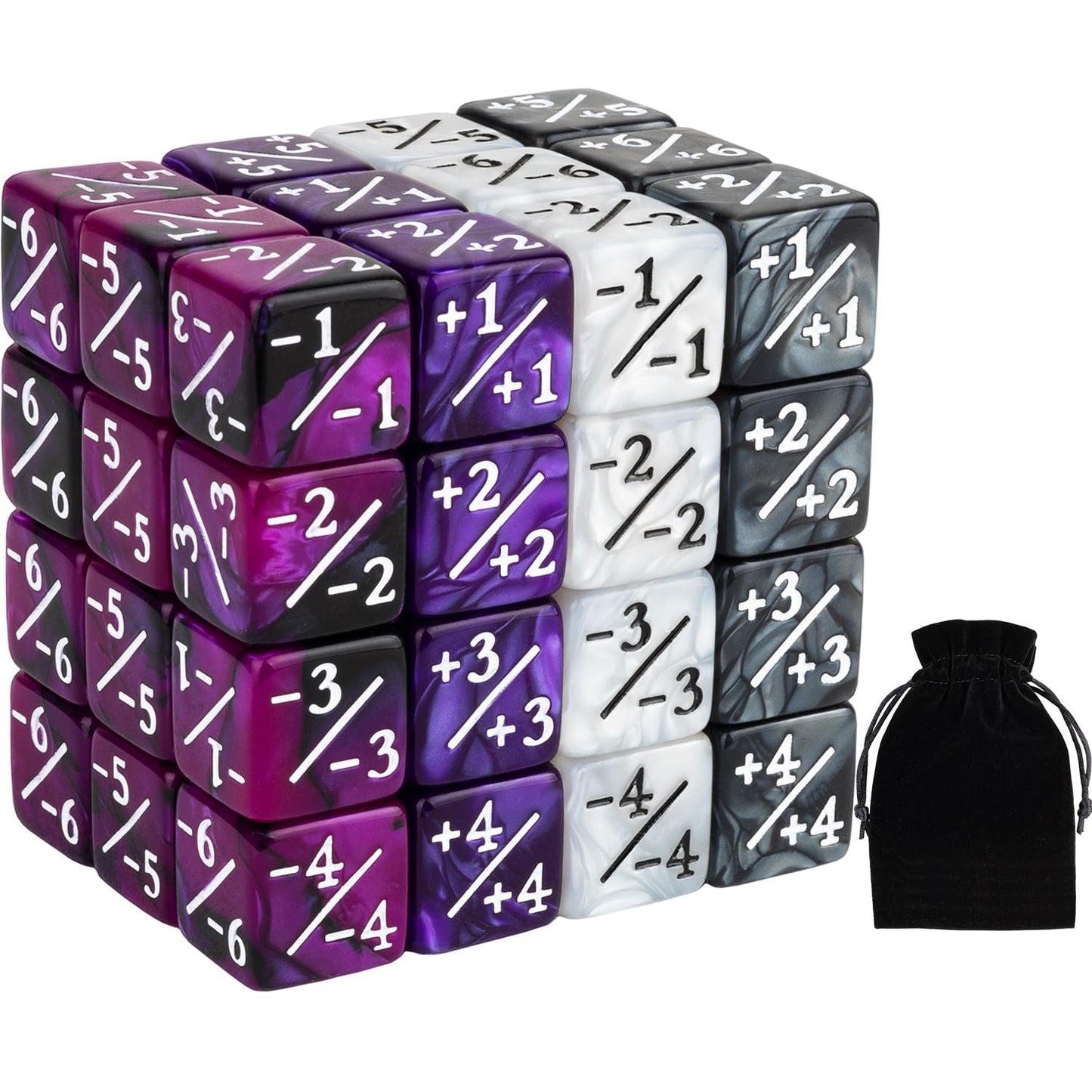 48 PCS Magic Counter Dice Plus 1 MTG Counters Dice Set Marble Life Buff Tokens D6 Dice Compatible with Magic The Gathering, TCG,