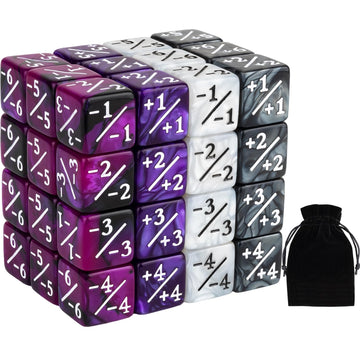 ORUNI 48 PCS Magic Counter Dice Set - Purple Marble Resin D6 Gaming Accessories, 0.63 inches, Compatible with MTG and TCG