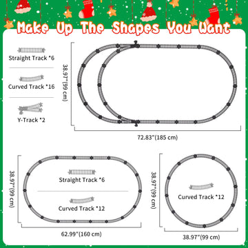 HOGUWID Train Set, Christmas Train Sets for Around The Tree Electric Train with Steam, Lights and Sound, Model Train Set for Kid