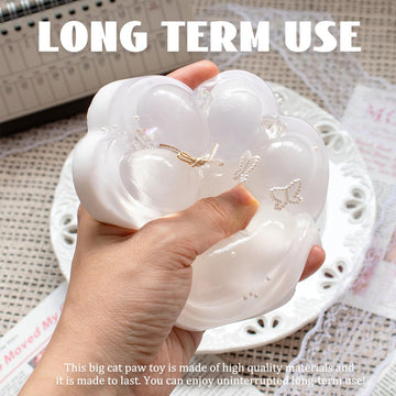 5.1 Inch Big Handmade Taba Cat Paw Squishy Toys Soft White Cat Paw Squeeze Toy for Stress Relief Large Funny Sensory Fidget Squishies Suitable for mature-themeds Kids