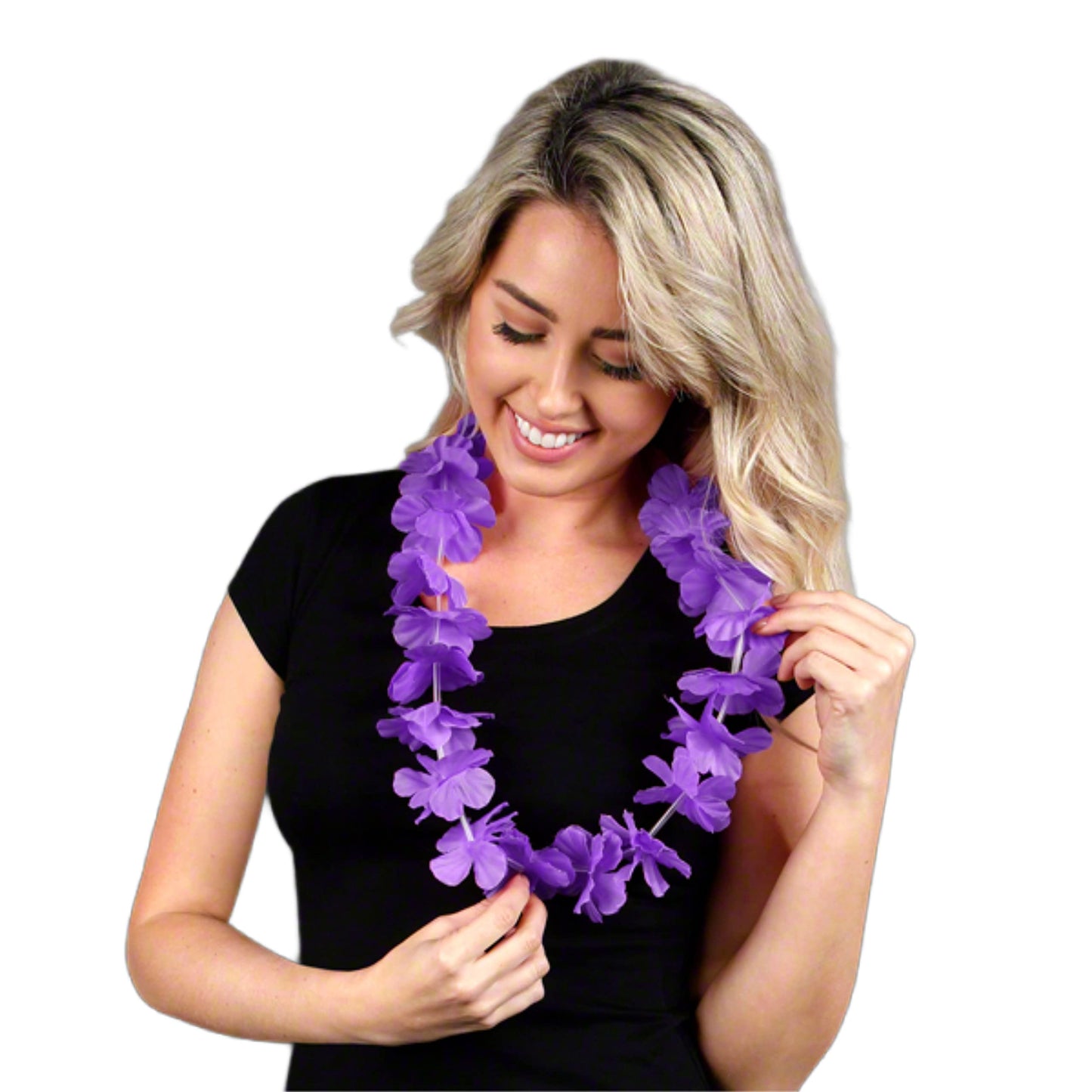 Blinkee Hawaiian Flower Lei Necklace Purple