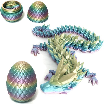 Hefandaishu 3D Printed Dragon Fidget Toys Dragon Egg 12Inch Flexible Dragon Toy 3D Printed Dragon Egg With Articulated Dragon In