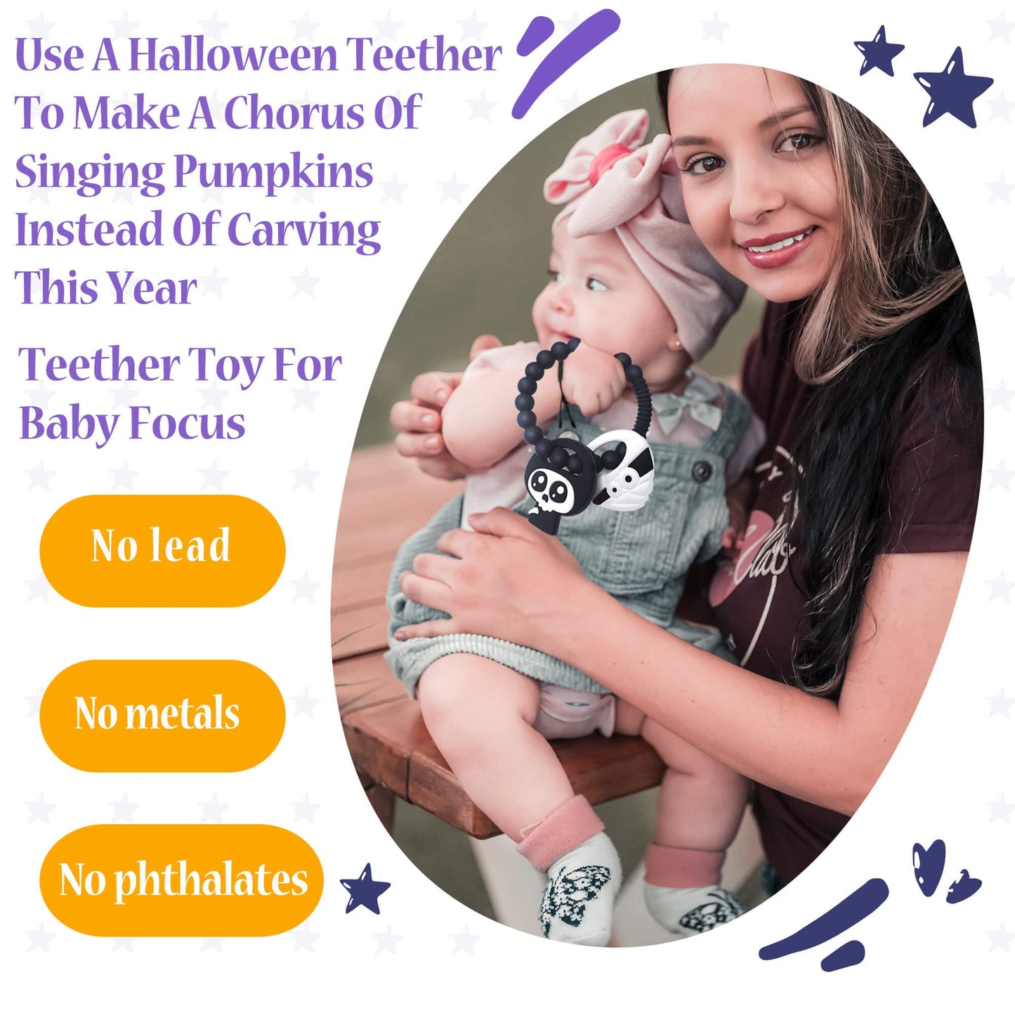 Bigspinach Mummy Teether And Cute Grim Reaper Ring Teether Halloween Activities Designed With A Bumpy Ring For Soothing And Ease Of Grabbing