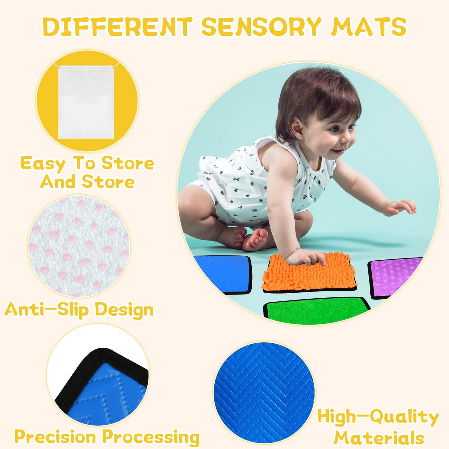 Bouiexye 10 Sets Sensory Mats For Autistic Children Textured Sensory Tiles Sensory Toys Babies And Toddlers With Sensory Issues