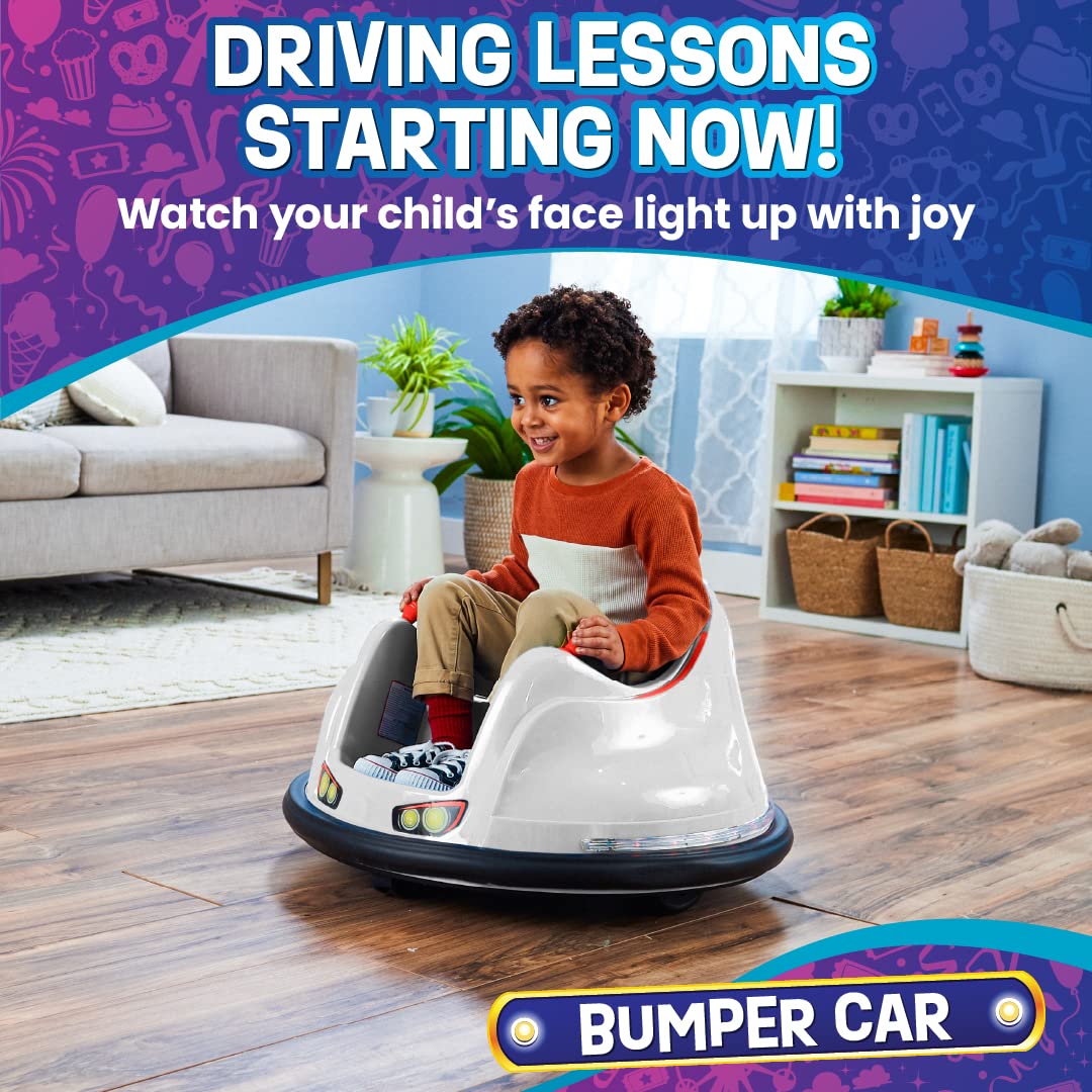 Flybar Electric Toddler Bumper Car - 360 Degree Spin, Led Lights, Ages 1.5-4 Years, Supports Up To 66 Pounds