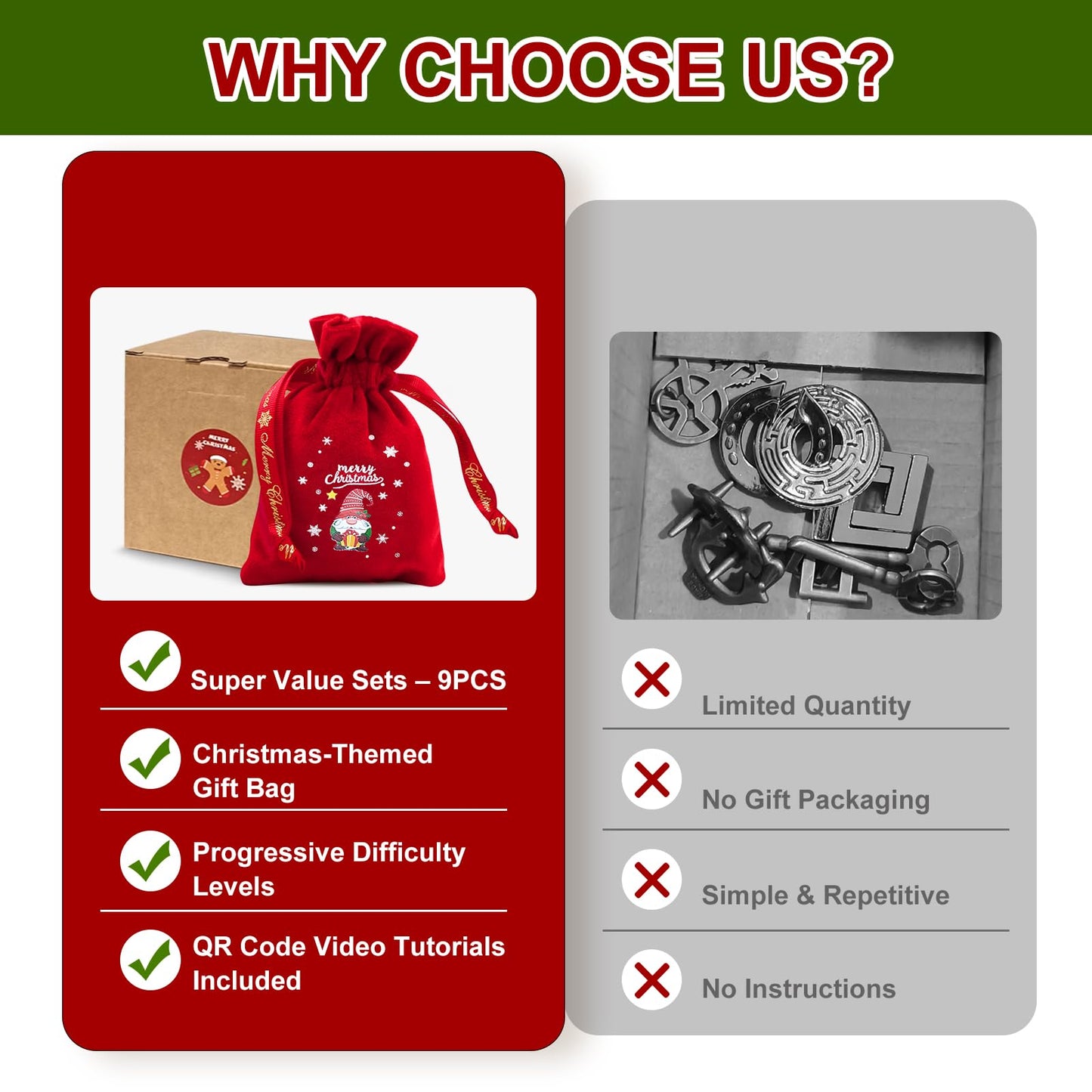 9 PCS Metal Brain Teaser Puzzles Logic Metal Puzzle for mature-themed Toy Lock Puzzles Gift for mature-themedsTeenagers (9 PCS Edition X)