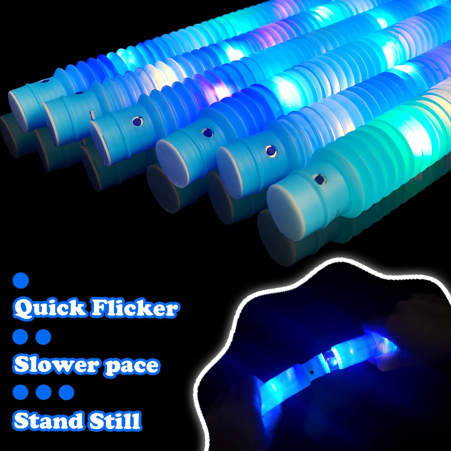 Kannove 12 PCS Blue Glow Sticks Party Favors for Kids, Light Up Pop Tubes Party Favors for Toddlers, Party Goodie Bag Stuffer Fi