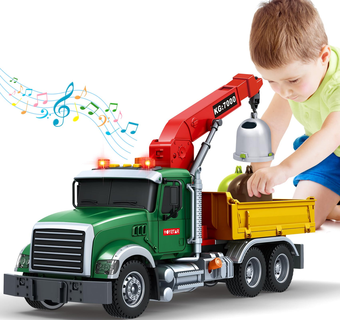 Kids Toys for 3 4 5 6 7 8 Years Old Boys, Large Garbage Sorting Truck Toy, Friction Powered Garbage Recycling Truck with Lights