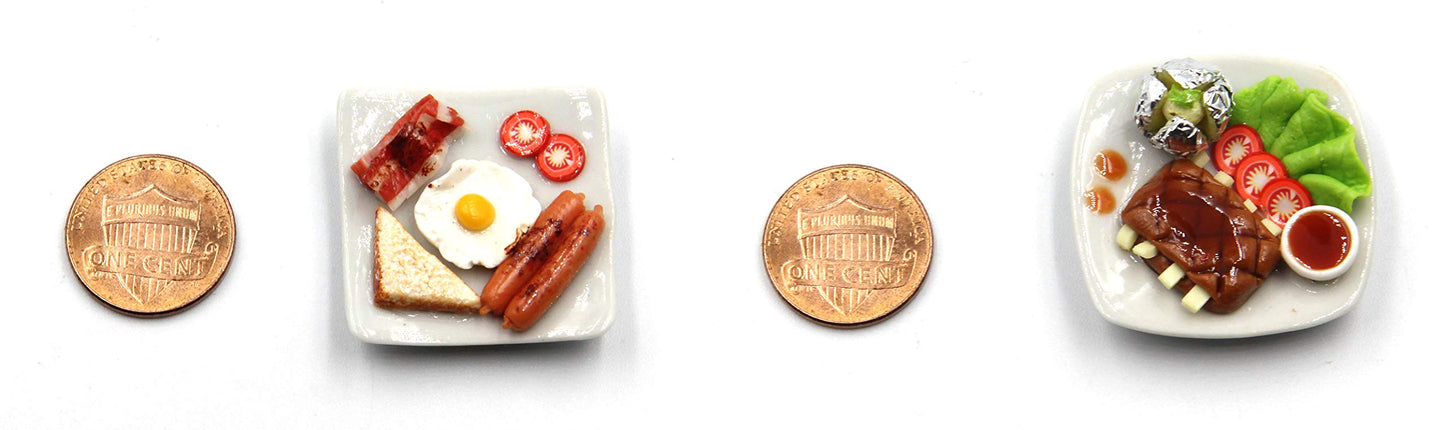 Mixed 10 Assorted Breakfast Set - Miniature Food, Tiny Food for Decoration Dollhouse, Doll House, Diorama (Scale 1:12, 1/12)