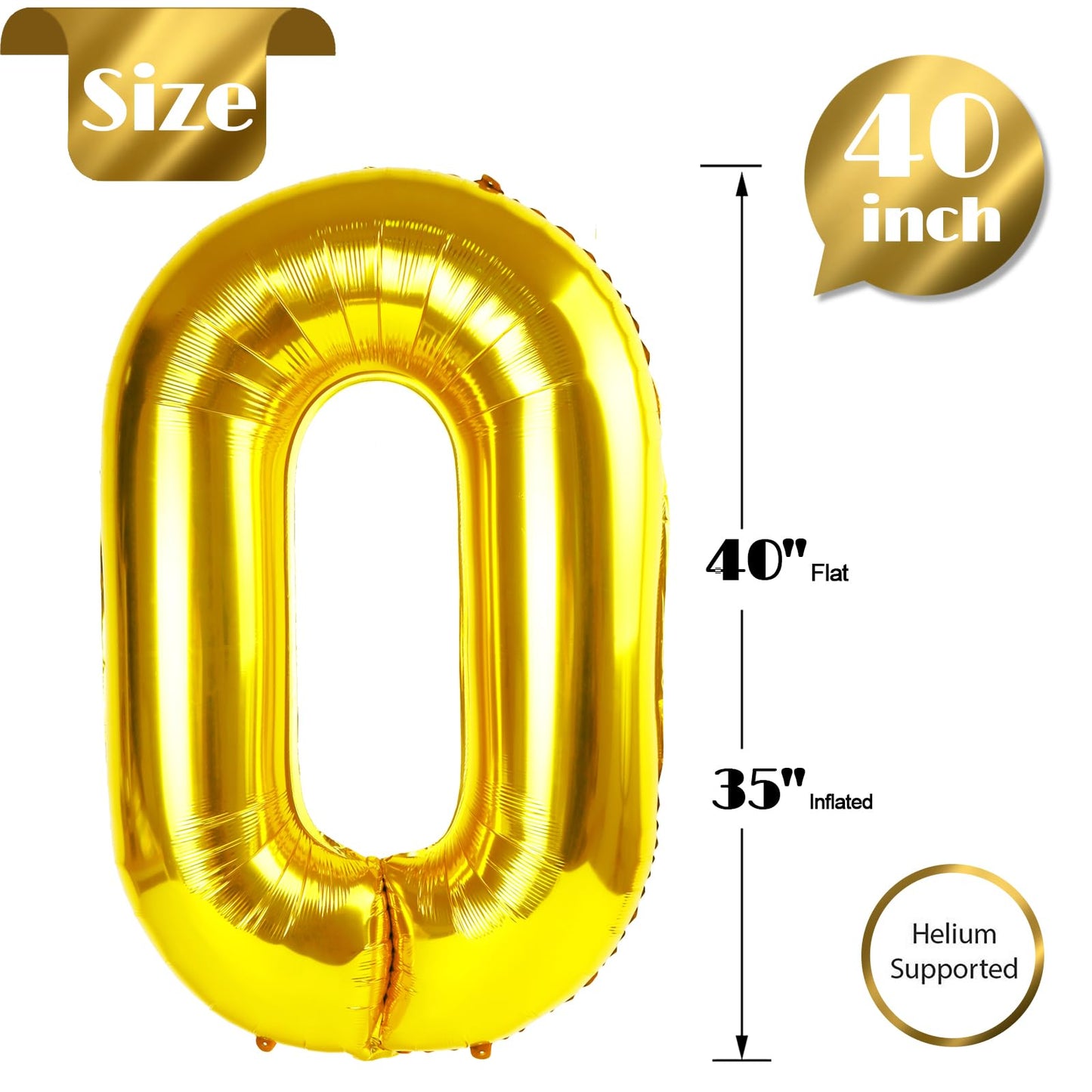 Gold Number 0 Balloon 40 Inch, 0 Balloon Numberfor 10Th 20Th 30Th 40Th 50Th 60Th Birthday Decorations, Gold Party Supplies For M
