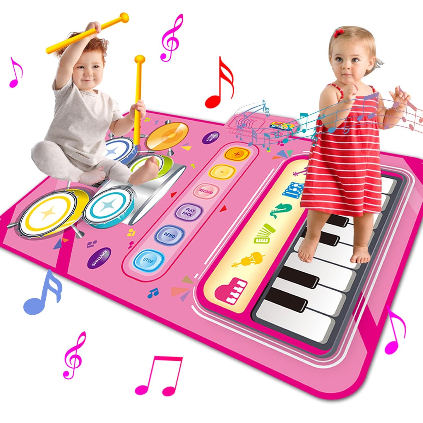 Toys For 1 Year Old Girl Gifts,2 In 1 Piano Mat Montessori Toys For 1 2 Year Old Girl,Educational Musical Toy First Birthday Gifts For 1 2 3 Year Old Girls,Christmas Stocking Stuffers For Toddler Girl