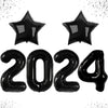 Katchon, Giant 2025 Balloon Numbers Black - 40 Inch | 2025 Balloons With Black Star Balloons For New Years Eve Party Supplies 2025 | 2025 Black Balloons For Happy New Year Decorations 2025, Nye Decor