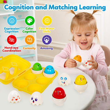 Fqkiomy Eggs Toys For Toddlers 1-3,Montessori Early Eduaction Learning Color Shape Sorting Fine Motor Skills Matching Egg Puzzle