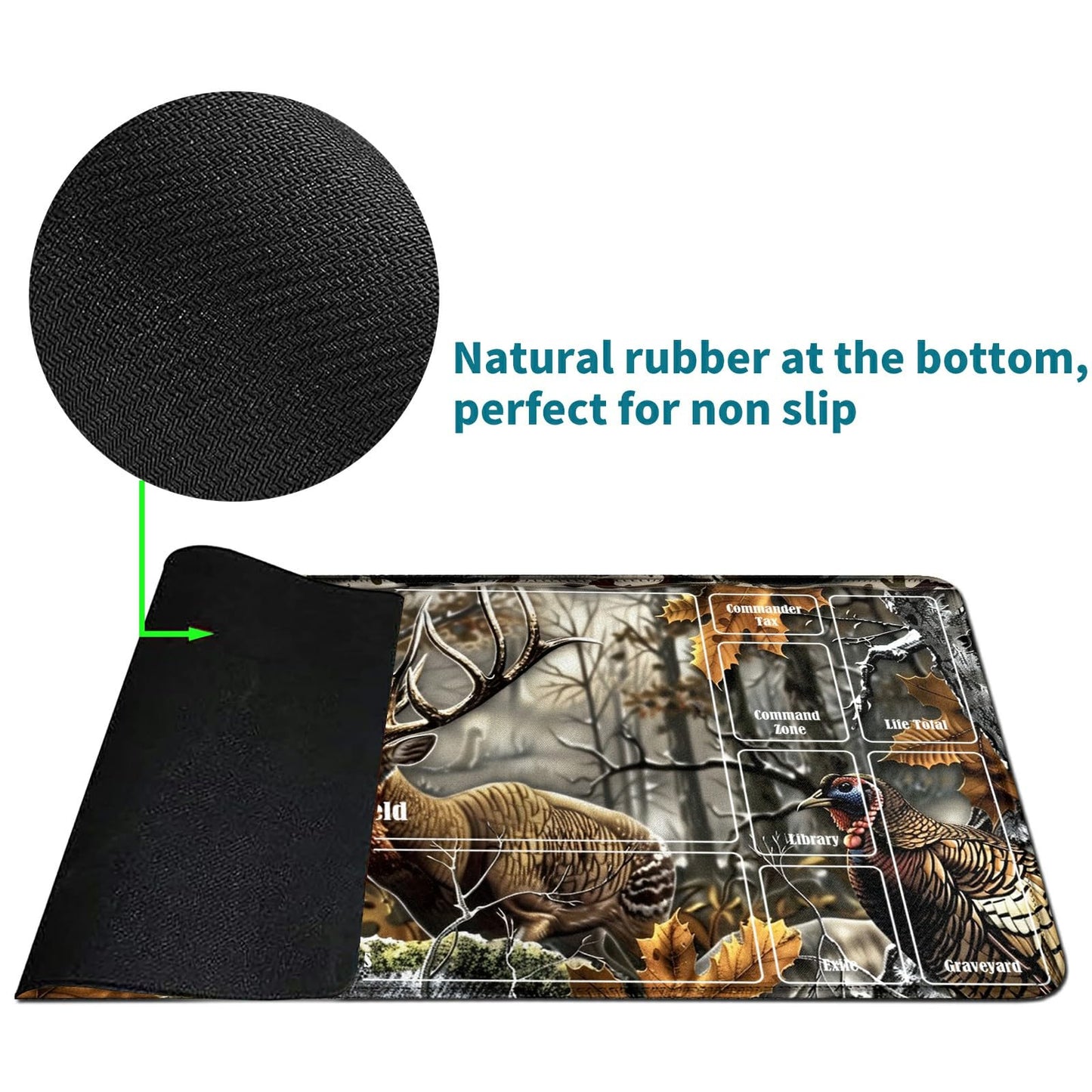 Rwutytiul Forest Deer Card Playmat 24 X 14 Inch With Tube Bag, Card Gameplay Mat With Zones Commander Deck Board Mtg Rpg Ccg Tcg