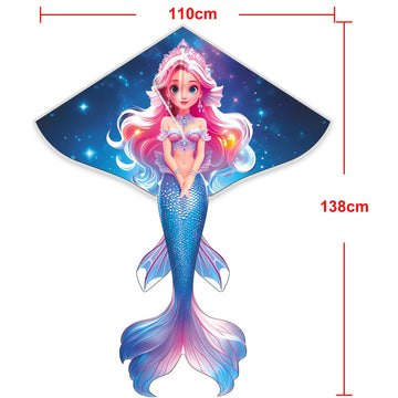 HENGDA KITE Beautiful Mermaid Kite for Kids Beginners and Adults,Cute Design,High Definition Printing,Easy to Fly and Assemble,S
