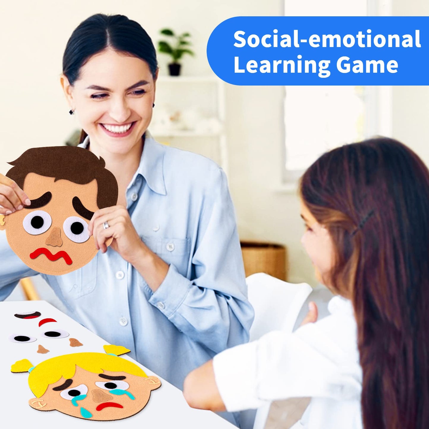 Craftstory 116 Pcs Social-Emotional Learning Activities - 6 Family Feelings Board Games for Kids, Autism Sensory Toy, Age 3+