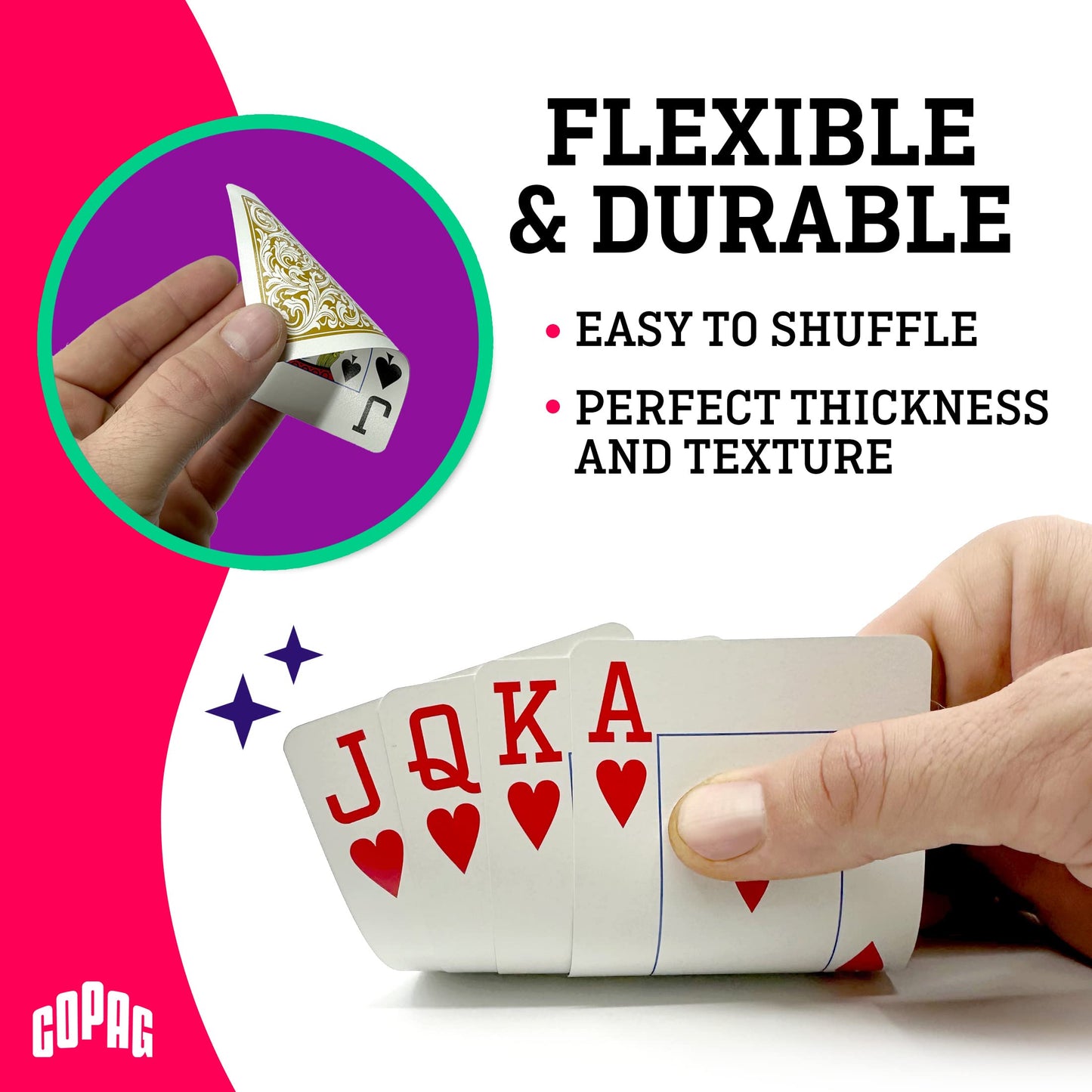 Copag 1546 Design 100% Plastic Playing Cards, Poker Size (Standard) Green/Burgundy (Jumbo Index, 1 Set)