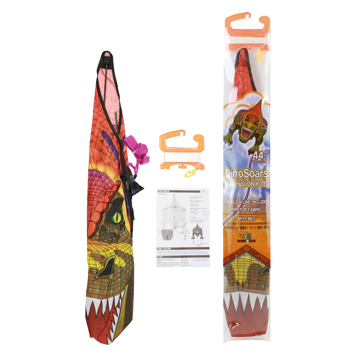 Windnsun Dino Soars T-Rex Nylon Kite, 44 Inches Tall
