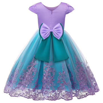 Elefairy Little Mermaid Costume For Girls Ariel Dress Up Outfit Kids Mermaid Birthday Party Gown Halloween Costume (8-9 Years/15