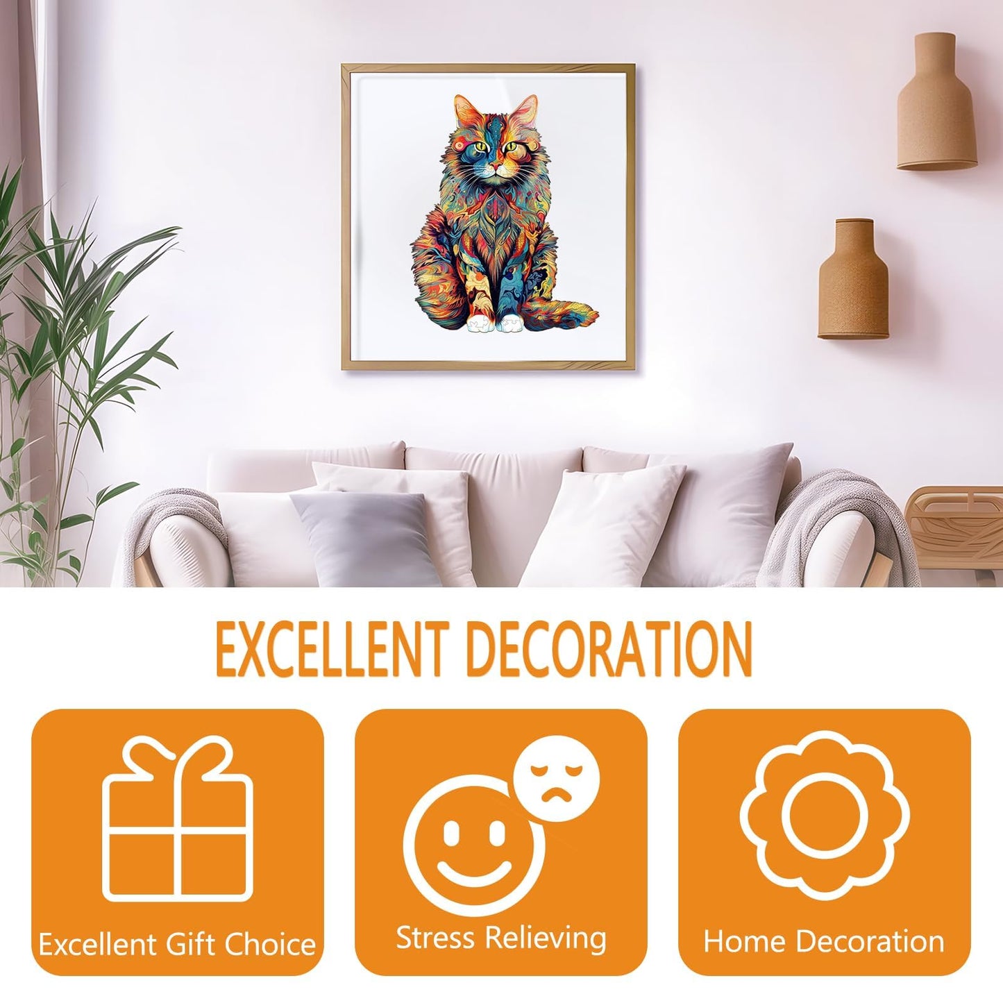 Wooden Puzzles For Adults - Advanced Maine Cat Wooden Puzzle Unique Shape Wooden Jigsaw Puzzles For Adults, Wood Puzzles Adult,