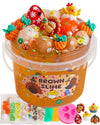 Brown Slime Kit, Clear Slime Bucket With Pumpkin Slime Clay & Turkey Slime Add-Ins, Slime Party Favors For Kids, Sensory Toys Gi