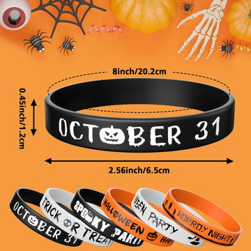 Morcheiong 36 Pieces Halloween Rubber Bracelets 6 Classic Design Silicone Wristbands for Halloween Scary Party Supplies