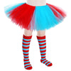 5 Layered Tutu Skirt For Kids Tulle Tutu Skirt With Tube Socks Princess Runners Costumes Cosplay For Girls Kids(Blue And Red)