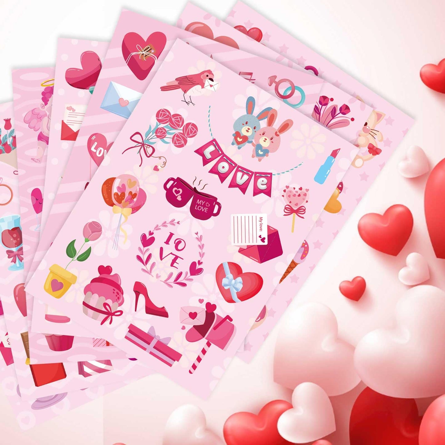 381Pcs Valentine Stickers For Kids - Love Stickers Heart Stickers Valentines Day Craft Activities Party Favors Supplies Valentin