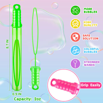 Bubble Wands 48 Piece in 6 Colors 2oz Bubbles Party Favors Bulk for Kids Summer Outdoor Gifts for Boys Girls Themed Birthday Carnival Wedding Classroom Prizes Ideal Goodies Bags Stuffers