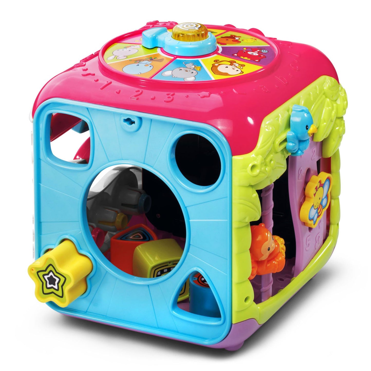 VTech Sort and Discover Activity Cube, Pink - 8.66x9.25x9.65 inches, Plastic, Model 80-183451, Frustration Free Packaging