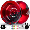 MAGICYOYO N11 Professional Unresponsive Yoyo & Responsive Yoyo for Kids 8-12 or Above Alloy Aluminum YoYo with Yoyo Bag Yoyo Glove 12 Yoyo Strings and Responsive Bearing Kit (Black Red)