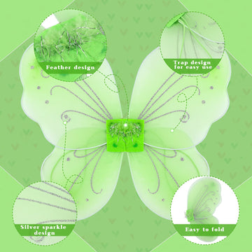 Chivao 10 Pieces Fairy Wings Butterfly Wings Wedding Decoration Costume Birthday Christmas Party Favors For Boys Girls(Light Gre