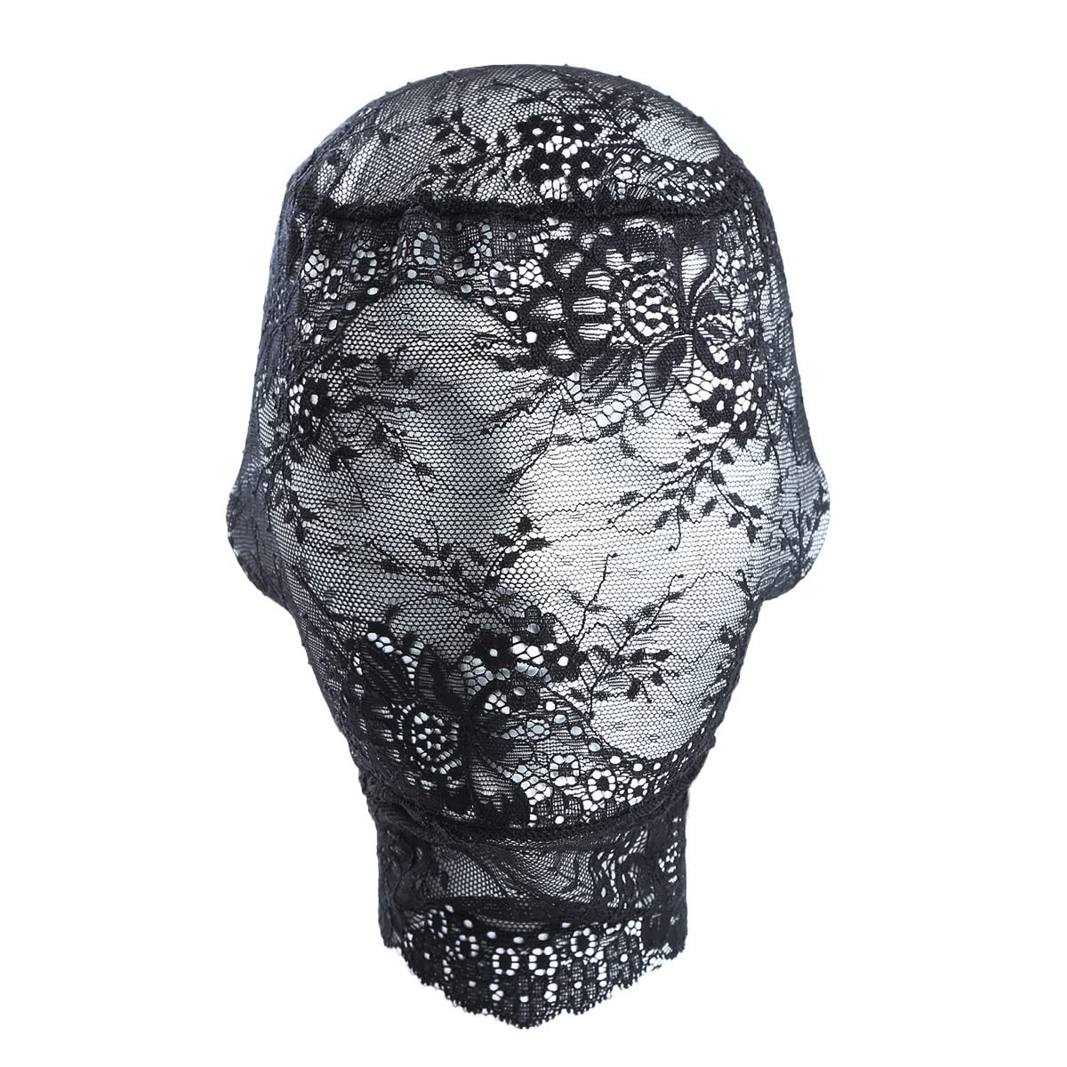 Hosfairy 1Pcs Halloween Lace Mask Lace Skin Mask Full Face Mask for Halloween Party Cosplay Costume Props(Black)