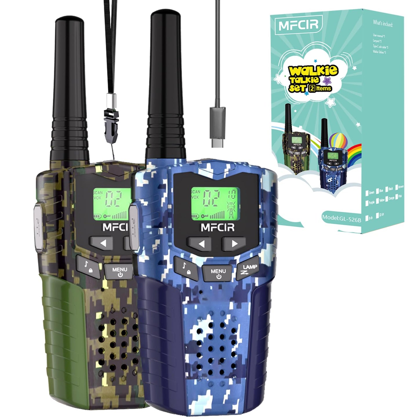 Walkie Talkies For Kids Toys For Boys, Rechargeable, 2 Pack, 3 Miles Range, 22 Channels, 2 Way Radio,Birthday Gifts For3-12 Year